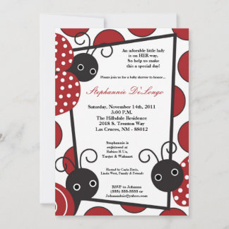 5x7 Lady Bug Spring Insect Invitation Baby shower