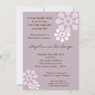 5x7 Lavender Purple Flower Baby shower Invitation