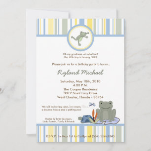 5x7 Leap Frog Turtle Bee Anniversaire Invitation