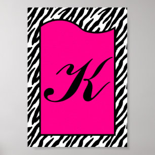 5x7 LETTRE Mur Art rose chaud Poster de animal Zèb