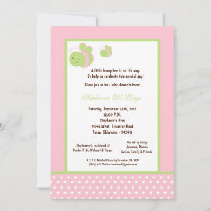 5x7 Light Pink Honey Bee Baby Shower Einladung