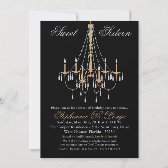 5x7 Lustre Glitz Sweet 16 Invitation Anniversaire (Devant)