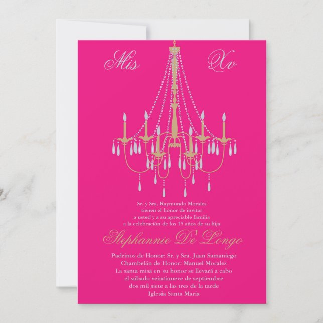 5x7 Lustre Quinceanera Invitation Anniversaire (Devant)