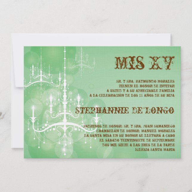 5x7 Lustre Quinceanera Invitation Anniversaire (Devant)