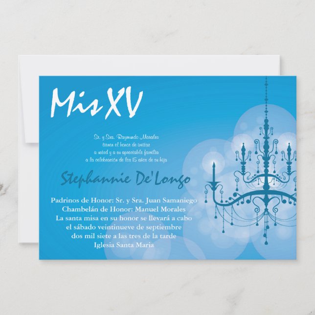 5x7 Lustre Quinceanera Invitation Anniversaire (Devant)