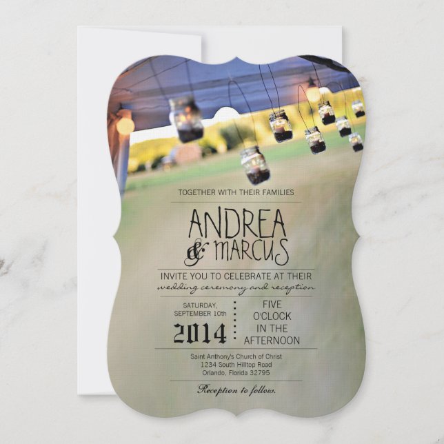 5x7 Mason Jar Faire-part de mariage porte-bougies (Devant)