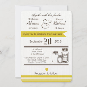 5x7 Mason Jar Pays Faire-part de mariage rustique