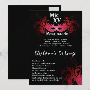 5x7 Masquerade Quinceanera Invitation Anniversaire