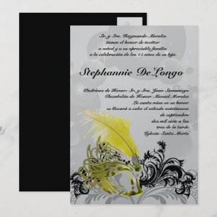 5x7 Masquerade Quinceanera Invitation Anniversaire