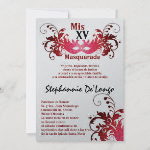 5x7 Masquerade Quinceanera Invitation Anniversaire