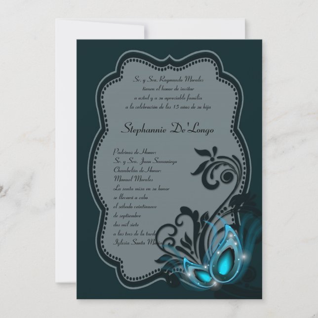 5x7 Masquerade Quinceanera Invitation Anniversaire (Devant)