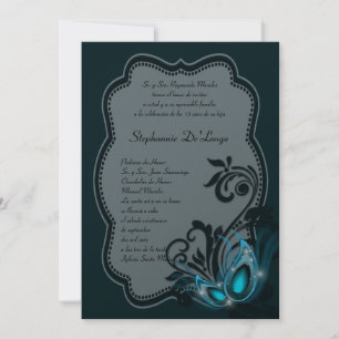 5x7 Masquerade Quinceanera Invitation Anniversaire