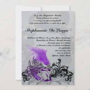 5x7 Masquerade Quinceanera Invitation Anniversaire