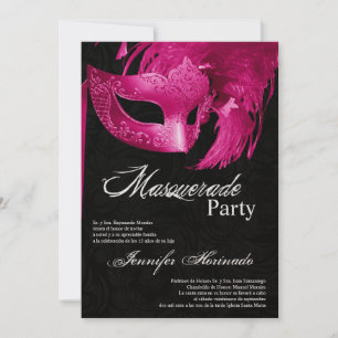 5x7 Masquerade Quinceanera Invitation Anniversaire