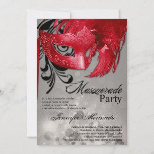 5x7 Masquerade Quinceanera Invitation Anniversaire