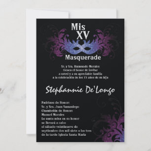 5x7 Masquerade Quinceanera Invitation Anniversaire
