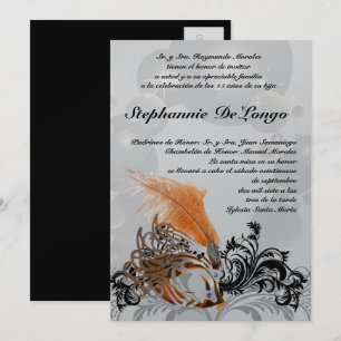 5x7 Masquerade Quinceanera Invitation Anniversaire
