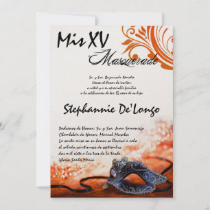 5x7 Masquerade Quinceanera Invitation Anniversaire