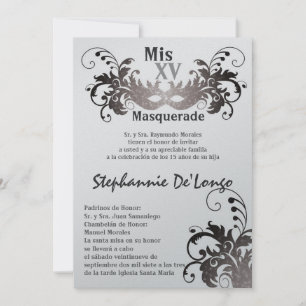 5x7 Masquerade Quinceanera Invitation Anniversaire