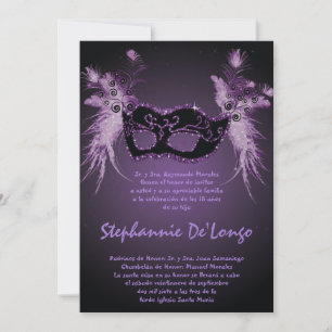 5x7 Masquerade Quinceanera Invitation Anniversaire