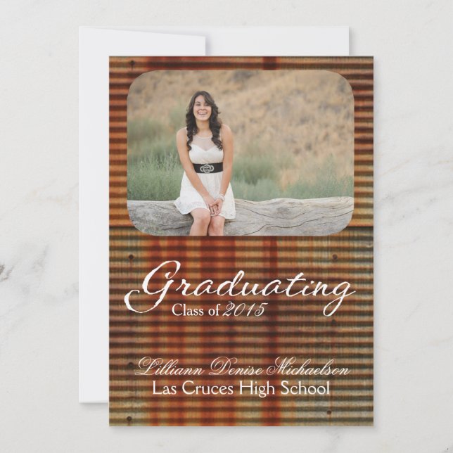 5x7 Métal corrégé rouillé Faire-part supérieur (Devant)