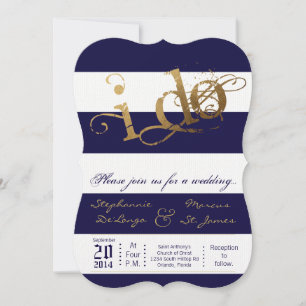 5x7 Moderne Bl Marine Bl Faire-part de mariage bla