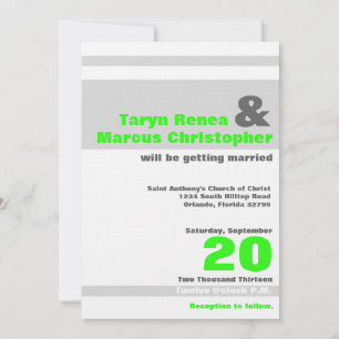 5x7 Moderne Faire-part de mariage en bande verte n
