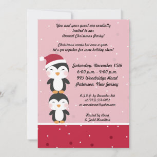 5x7 Noël Casquette Penguin Invitation