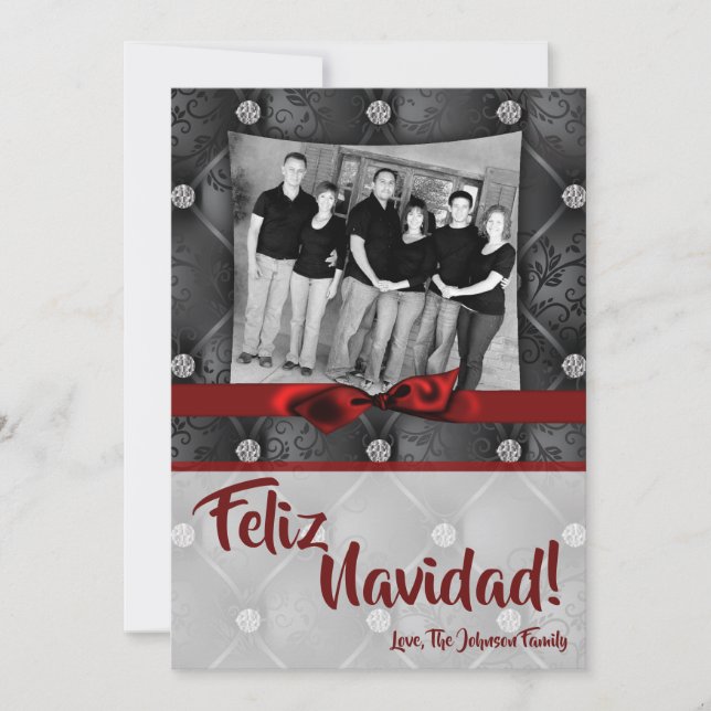 5x7 Noël XMAS Diamond Pintuck Carte photo (Devant)