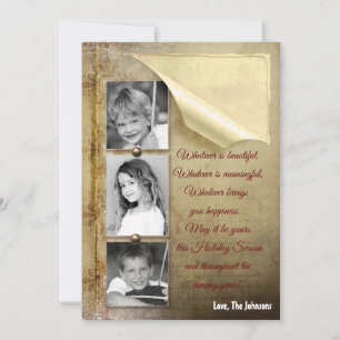 5x7 Noël XMAS Vieux Carte photo de papier déchiré
