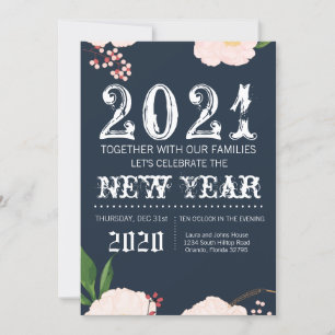 5x7 Nouvel An Invitation Baby Pink Cosmos on