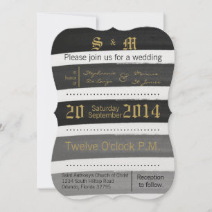 5x7 Ombre Stripe noir ligne Faire-part de mariage