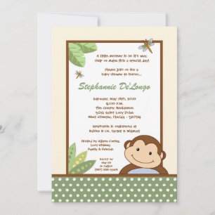 5x7 Papagayo-Affen-Safari-Baby-Shower-Einladung Einladung