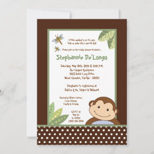 5x7 Papagayo-Affen-Safari-Baby-Shower-Einladung Einladung