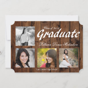 5x7 Pays rustique Grange Bois Senior Faire-part