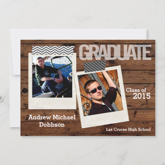 5x7 Pays rustique Grange Bois Senior Faire-part (Devant)