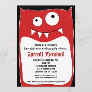 5x7 Petits monstres Invitation Anniversaire