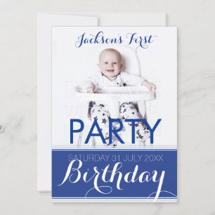 5x7 Photo Baby Boy Invitation de fête d'anniversai