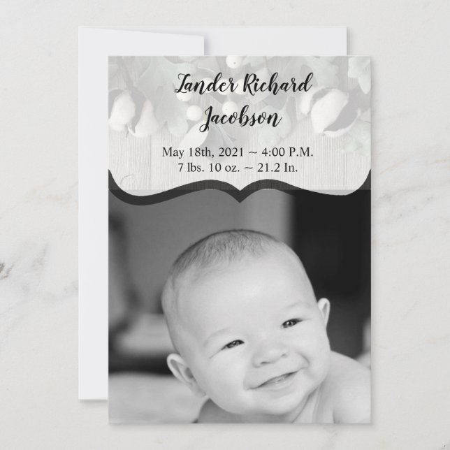 5x7 Photo Faire-part de naissance Armée plante en  (Devant)