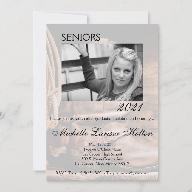 5x7 Photo Graduation Party Invitation Cowboy Boots (Devant)