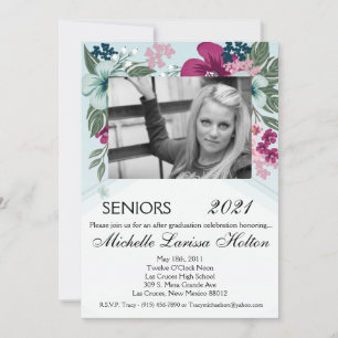 5x7 Photo Graduation Party Invitation Flo tropical