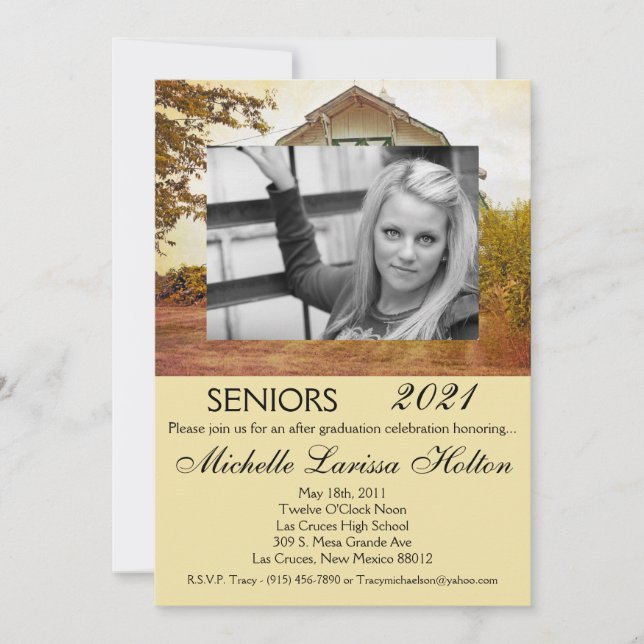 5x7 Photo Graduation Party Invitation Sunset Grang (Devant)