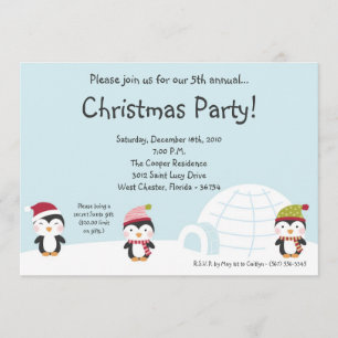 5x7 Pinguine Iglu Weihnachtsfeier Einladung