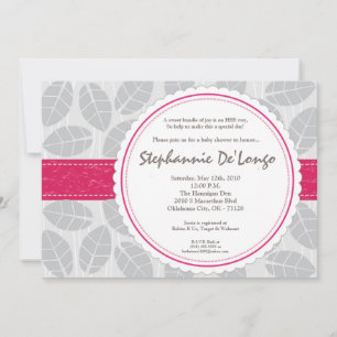 5x7 Pink Band Leaf Foliage Baby shower Invitation