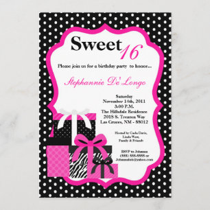5x7 Pink Zebra présente une invitation pour la fêt