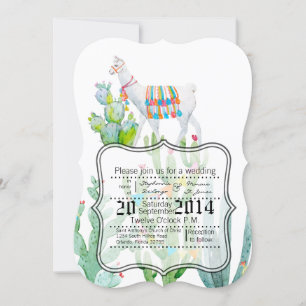 5x7 Plaid Faire-part de mariage Boho Llama Bohemia