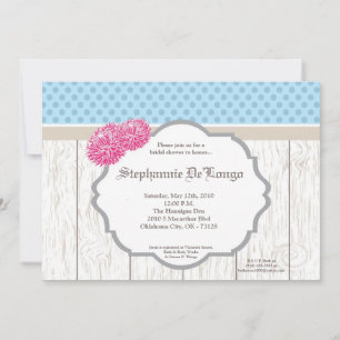 5x7 Plumeria Fleur Bois Bridal Douche Invitation