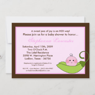 5x7 Pois doux rose en Baby shower Pod Invitation