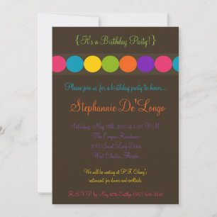 5x7 Polka colorée Point Anniversaire Invitation de
