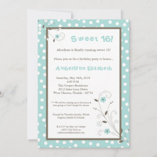 5x7 Printemps bleuFleur doux 16 Invitation anniver
